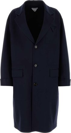 Bottega Veneta Navy Blue Wool Blend Coat