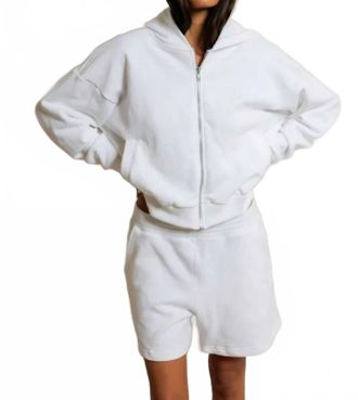 perfectwhitetee Sean French Terry Zip-Up Hoodie In White