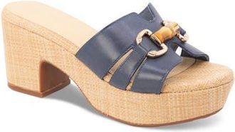 Chocolat Blu Gianna Platform Slide Sandal in Navy Leather at Nordstrom, Size 9.5