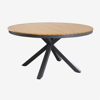 Sklum Sklum - Mesa De Jard&iacute;n Redonda En Aluminio Y Madera De Eucalipto Archer