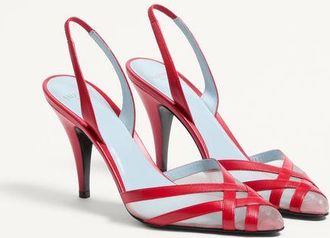 Valentino Garavani D&eacute;collet&eacute; Slingback Impudance In Capretto E Rete 90Mm Donna ROUGE PUR/NUDE 36.5