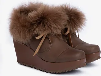 Pedro Garcia wedge bootie with shearling long hair| fidela | Fall winter 26 |
