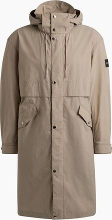 HUGO BOSS Mens Cataldo Hooded Solid Patterned Coat - Cream - Size: 38/Regular