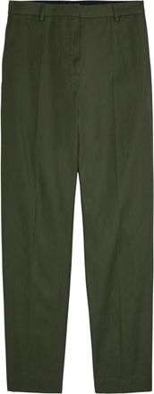 Dries Van Noten Pilar Tapered-leg Cotton Trousers - Dark Green - 38 (UK10 / S)