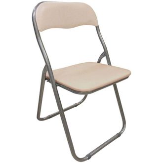 Dmora Dmora - Silla Plegable Marbella, Silla Que Ahorra Espacio, Silla Para Invitados, Asiento Para Reuniones De Cuero Ecol&oacute;gico, 43x47h80 Cm, Beige