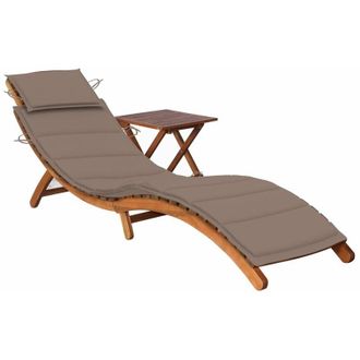 vidaXL Tumbona De Jard&iacute;n Con Mesa Y Coj&iacute;n Madera Maciza De Acacia Vidaxl