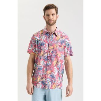 Salt Life Canopy Short Sleeve Button Down in Burnt Coral at Nordstrom, Size Xx-Large