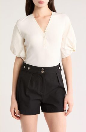 Derek Lam Fallon Puff Sleeve Mixed Media T-Shirt in Soft White at Nordstrom Rack, Size X-Large