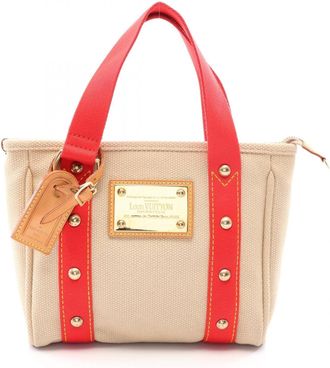 Louis Vuitton Antigua Beige Red Color Canvas Cuir Ombre Leather Handbag Tote Bag (Pre-Owned)