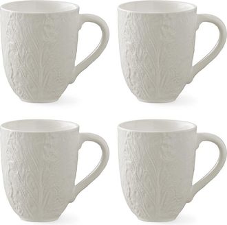 Certified International Le Jardin Set Of 4 White Cabbage 3D Mugs