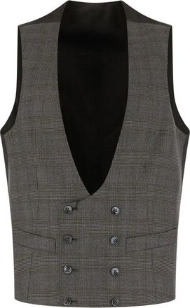 Corneliani Gilet van geborduurde wol - Heren - Gillet - Grijs - XL - Wol - Kostuums