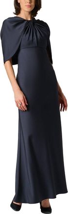 Aidan Mattox Satin Cape Sleeve Long Dress