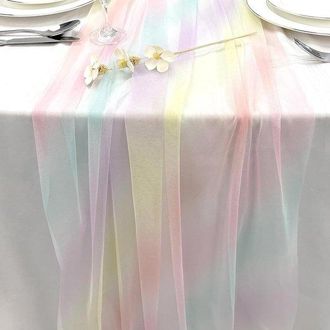 OEM Runner Da Tavola In Rete, 75 X 275 Cm, Tulle, Colorato, Compleanno, Arcobaleno, Decorazione, Decorazione Da Tavola Boho, Matrimonio, Compleanni, Festa