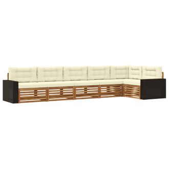 vidaXL Conjunto De Sof&aacute;s De Exterior 6 Pcs Natural Y Crema Vidaxl
