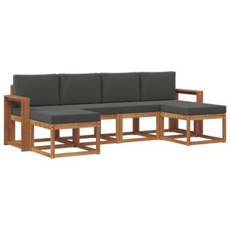 vidaXL Conjunto De Sof&aacute;s De Exterior 6 Pcs Natural Y Antracita Vidaxl