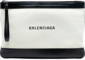 Balenciaga Tweedehands Canvas marineblauwe Clip M