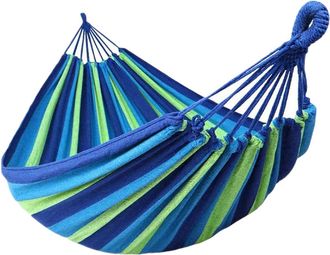 OEM Hamac Brasile&ntilde;o - 260 X 150 Cm - Algod&oacute;n Natural - Carga M&aacute;xima 300 Kg - Para Exterior Interior Jard&iacute;n Terraza - 2 Personas - Azul