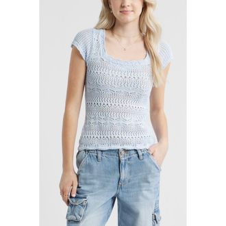BP. Cotton Pointelle T-Shirt in Blue Bird at Nordstrom, Size Xx-Small