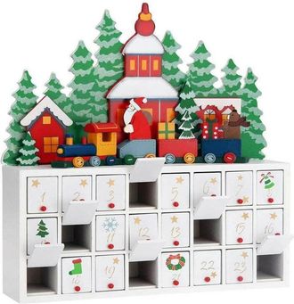 Trade Shop Trade Shop - Calendario Dellavvento Trenino Natalizio Di Babbo Natale In Legno 24 Cassetti