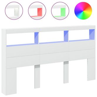 Berkfield Home Headboard Cabinet with LED White 180x17x102 cm | Size: 180 x 17 x 102 cm
