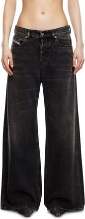 Diesel Relaxed Jeans Low Waist 1996 D-Sire, Black/Dark grey, Button fly