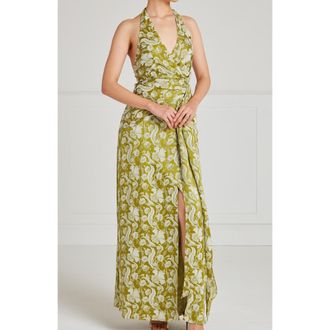 Temperley London Celine Halter Dress in Chartreuse at Nordstrom, Size 8