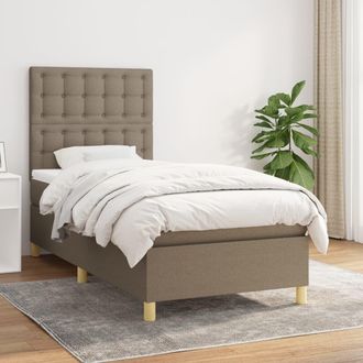 vidaXL Vidaxl - Cama Box Spring Con Colch&oacute;n Tela Gris Taupe 100x200 Cm