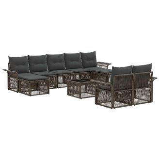 vidaXL Conjunto De Sof&aacute;s De Jard&iacute;n 10 Pcs Gris Rat&aacute;n Sint&eacute;tico Vidaxl