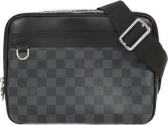 Louis Vuitton Black Dark Gray Coated Canvas Shoulder Bag (Pre-Owned)