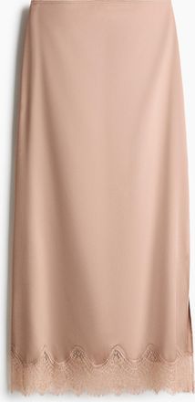 H&M Satinjupe mit Spitze - Beige