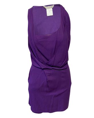 Chlo&eacute; Chloe Sleeveless Draped Dress in Purple Wool