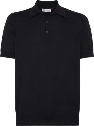 Brunello Cucinelli KNITTED POLO Size: 54, colour: BLUE