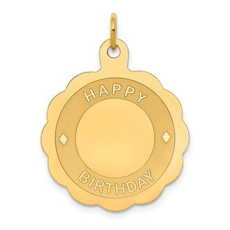 Diamond2Deal 14k Yellow Gold HAPPY BIRTHDAY Disc Pendant