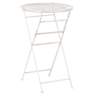 Beliani Beliani - Mesa De Bar De Jard&iacute;n Plegable Efecto Envejecido Tablero De Metal Hierro Beige Claro Trieste
