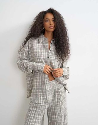 Topshop Camicia monocromatica a quadri in coordinato-Multicolore