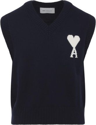 Ami Navy Blue Logo Sweater