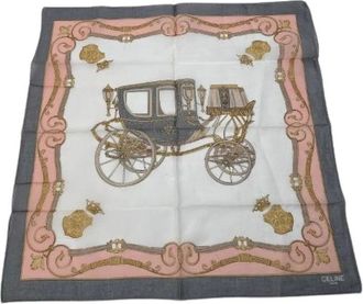 Celine Pre-owned Vintage Carriage and Chain Print Silk Scarf - Dames - Vintage Accessoires - Roze - ONE Size - Vintage
