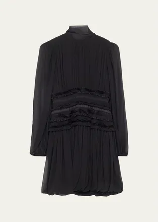 Ulla Johnson Celestine Long-Sleeve Mini Silk Dress