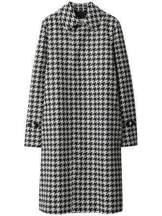 Burberry houndstooth-print twill car coat - women - Viscose/Polyester - 6 - Black