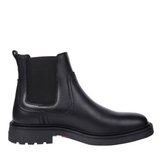 Tommy Hilfiger Black Sleek Elastic Side Panel Leather Chelsea Boots