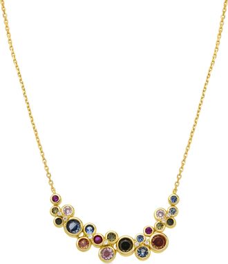 Luxenter ketting in 925 sterling zilver en multicolor zirkonia, afgewerkt in 18 karaats geel goud - Hambio
