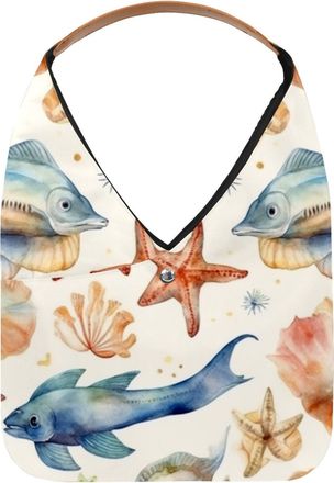 Generic Starfish Shell Reusable Lightweight Grocery Bags - Foldable Into Compact Pouch, Washable & Sturdy, Multipurpose for Shopping and Travel