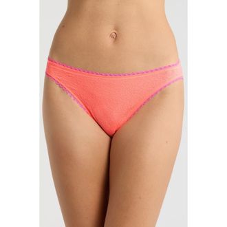 Free People Sweet Point Seamless Bikini in Sunkiss Coral Combo at Nordstrom, Size X-Small