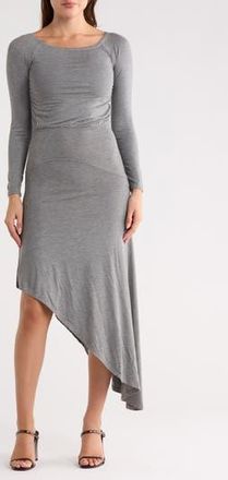 Go Couture Long Sleeve Asymmetric Hem Dress in Grey at Nordstrom Rack, Size X-Large