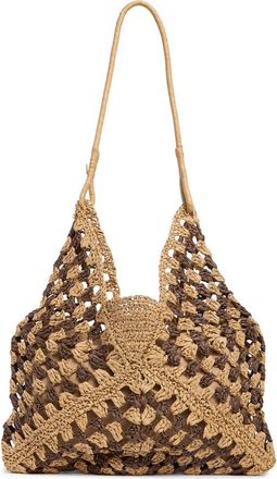 Collection XIIX DIamond Stripe Straw Tote in Natural Brown at Nordstrom Rack