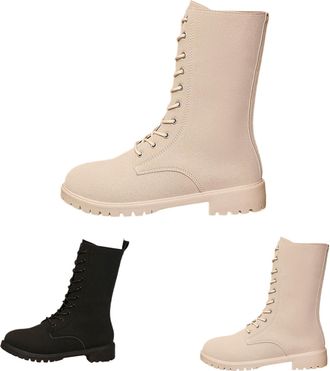 Generic Womens Lace Up Ankle Boots British Made Womens Walking Boots Anti-Slip Winter Boot Ladies Platform Booties Durable Combat Bootie For Training Outdoor 