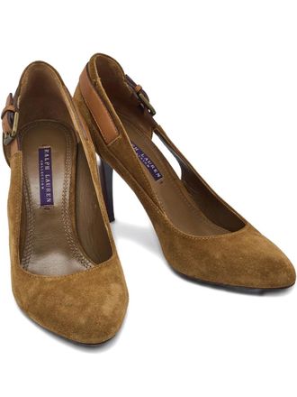 Ralph Lauren 90mm suede pumps - women - Leather/Suede/Leather/Leather - 38 - Brown