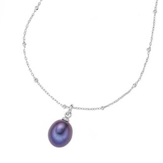Dower & Hall Timeless Adjustable 8mm Oval Peacock Pearl Pendant