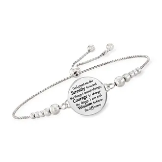 Ross-Simons Italian Sterling Silver Serenity Prayer Bolo Bracelet