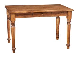 Biscottini International Biscottini - Mesa Escritorio De Estilo Country De Madera Maciza De Tilo Acabado Con Efecto Nogal 120x80x80 Cm
